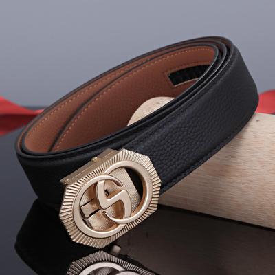 Men's Double-Sided Genuine Leather Belt with Automatic Buckle - Casual, Versatile Waistband