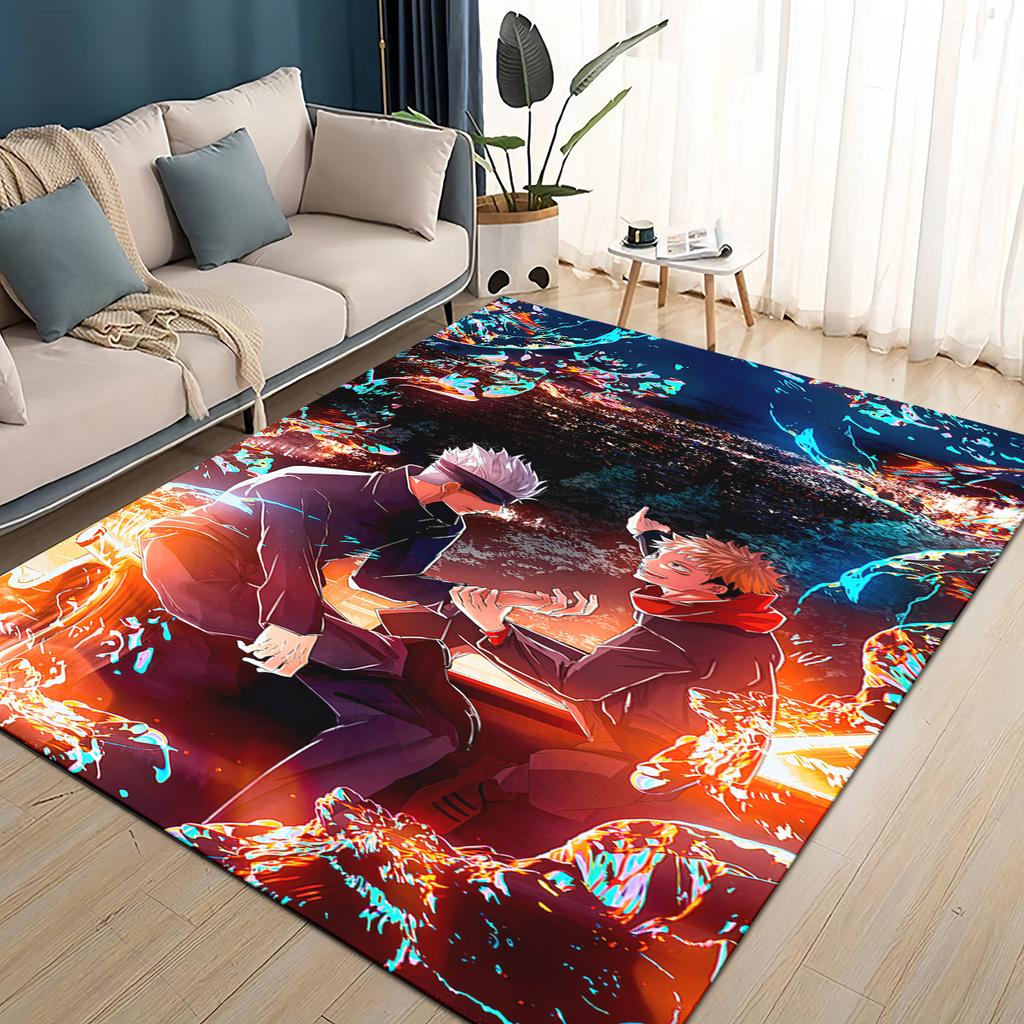 3D Cartoon Jujutsu Kaisen Anime Itadori Yuj Teppich für Wohnzimmer Schlafzimmer Zuhause Sofa Dekoration, Kinder Spiel Rutschfeste Bodenmatte