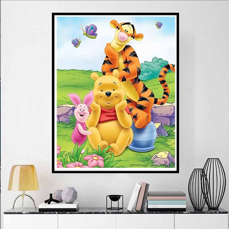 Disney Diamond Painting Winnie The Pooh and Friends Art Illustration Cross Stitch Hanging Printed Puzzle Mosaic Embroidery Home Decoration 5D DIY