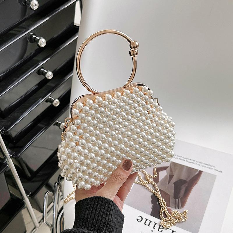 Luxury Pearl Bride Party Evening Clutch Bag Women Wedding Purses And Handbags Shell Small Shoulder Chain Bag White Sac A Main
