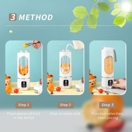 Přenosný osobní mixér s 450ml nádobou, dvourychlostní elektrický odšťavňovač pro smoothie, mléčné koktejly, dobíjecí mixér na drcení ledu pro domácnost, kancelář, cestování