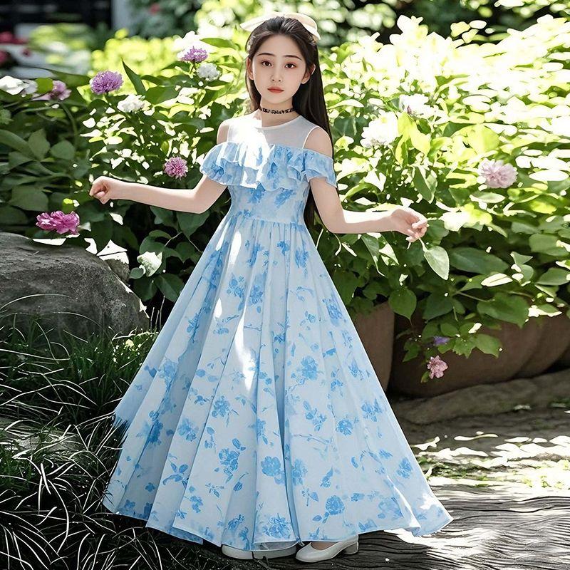 Летнее платье для девочек Детское цветочное платье принцессы Платье-жилет Летнее платье для девочек 130