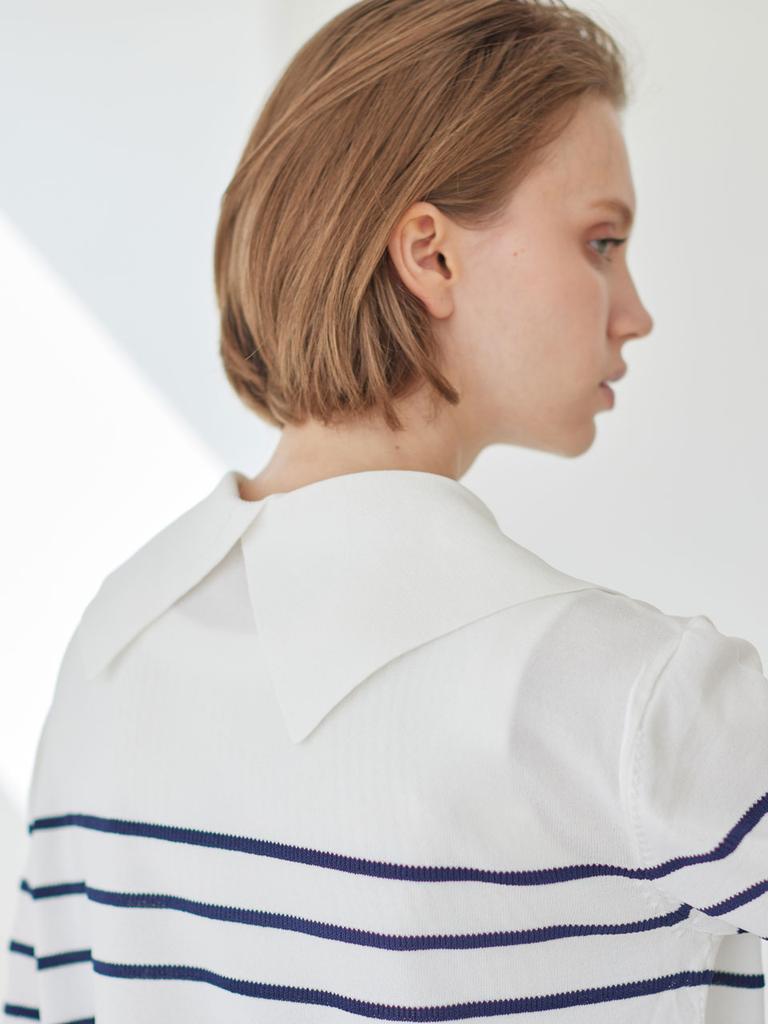 AYIHOLIC CASHMERE Reversible Sailor Collar Polo