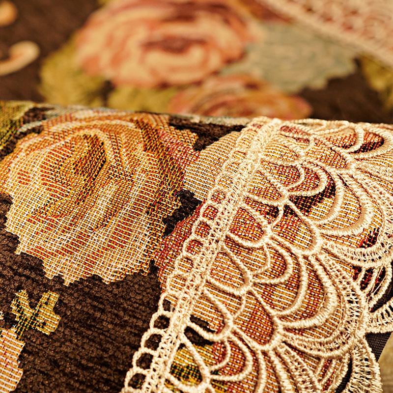 Europäischer Sofakissen mit Spitzensaum, für alle Jahreszeiten, universeller, rutschfester Jacquard-Schonbezug, moderne Wohndekoration, luxuriöser Sofabezug