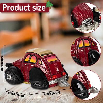 Vintage Car Model Retro Vehicle Figurine Money Bank Home Decor Desktop Ornament Ideal Gift for Christmas Bookshelf Or Car Lovers