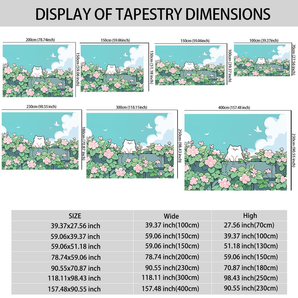 1Pc Cartoon Cat Printed Tapestry Living Room Background Wall Art Decoration Multi Size Space Pendant