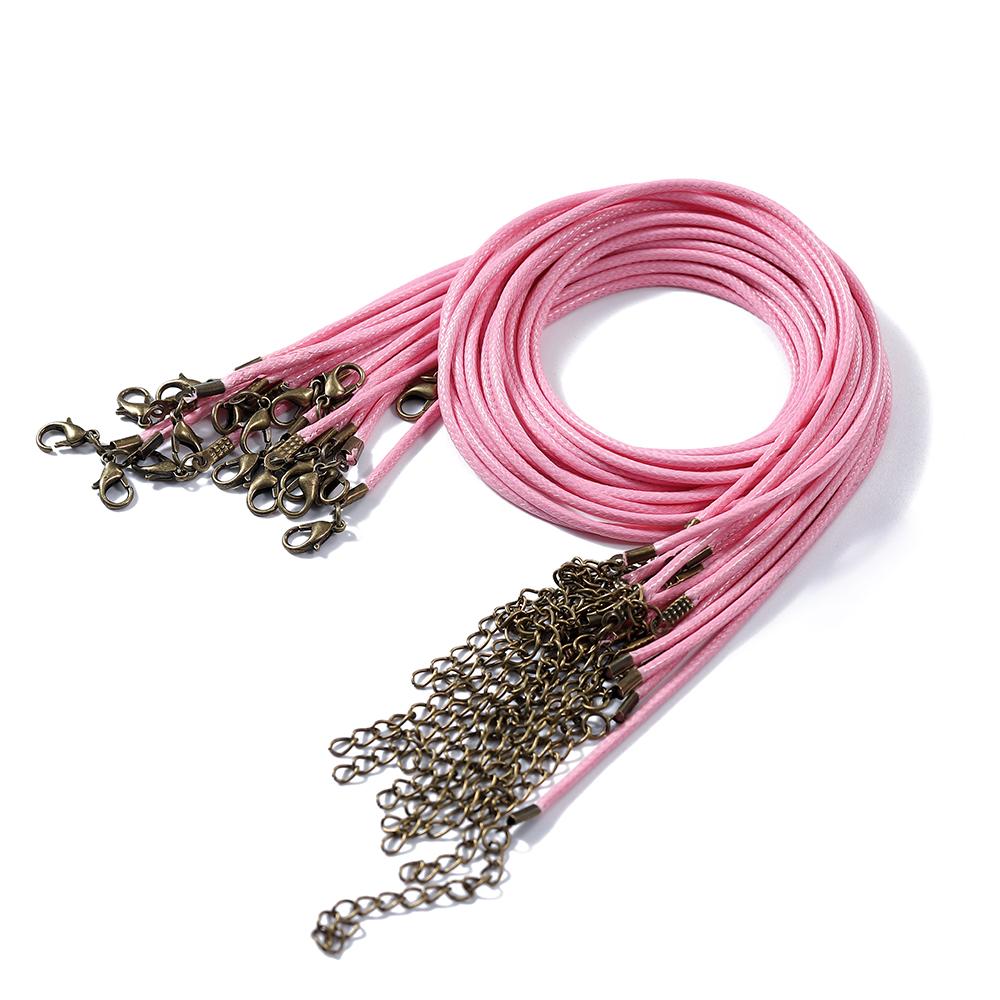 10Pcs 1.5/2mm Colorful Leather Braided Rope Bronze Lobster Clasp Tail Chain Connector for DIY Pendant Jewelry Making Supplies