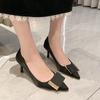 Shoes for Woman 2024 Office High Heels Women's Summer Footwear Pointed Toe Formal Black On Heeled Pumps Stylish Genuine Mark