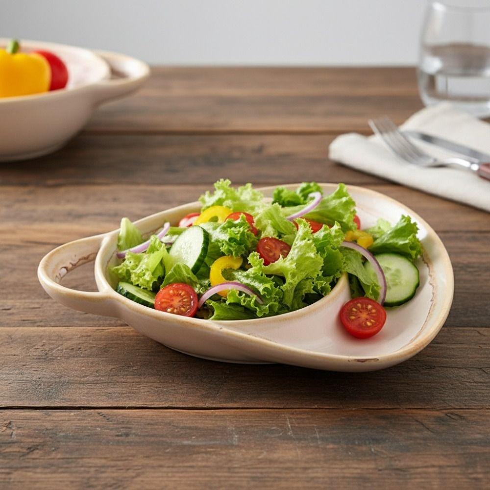 with Handle Vintage Separated Fruit Salad Plate Ceramic French Fry Plate Sandwich Plate  Hotel