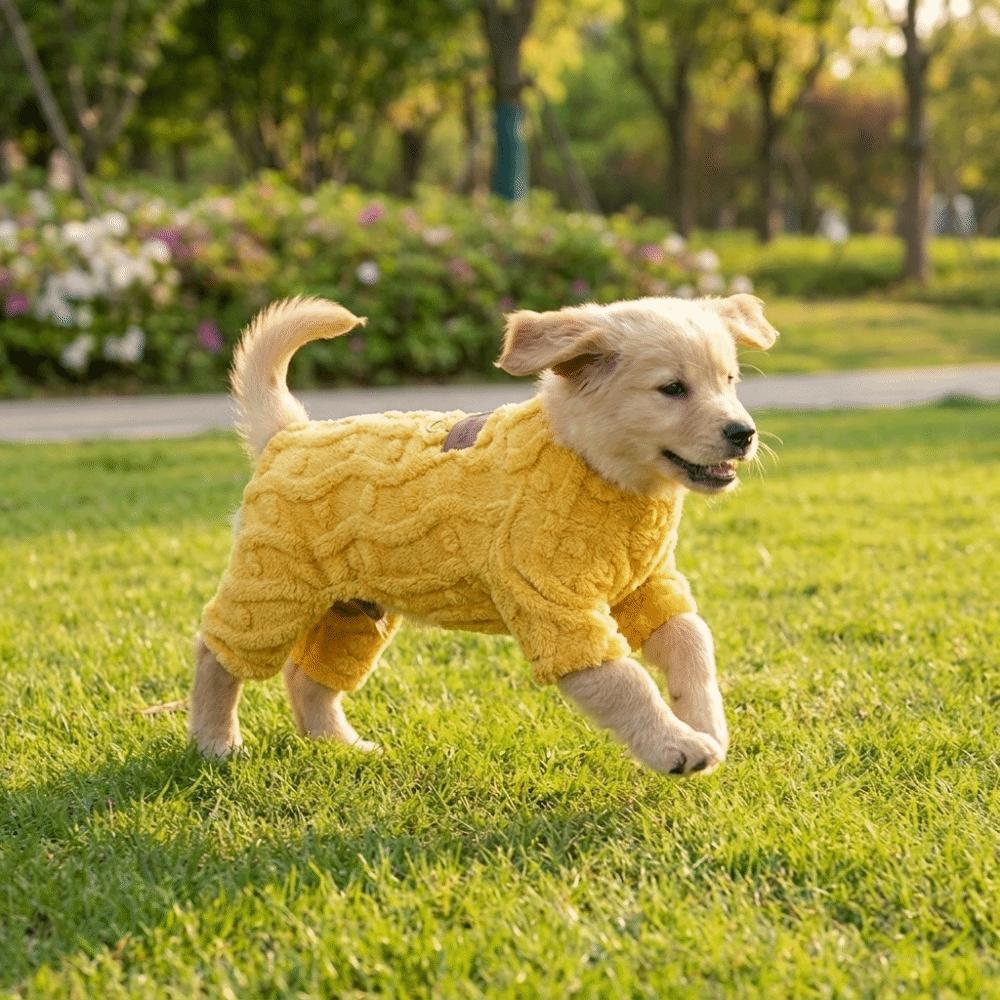 Dog Coat Warm Dog Four Legged Clothes Soft Thicken Plush Dog Jumpsuit Fleece with D Ring Pet Sweater Daily Wear