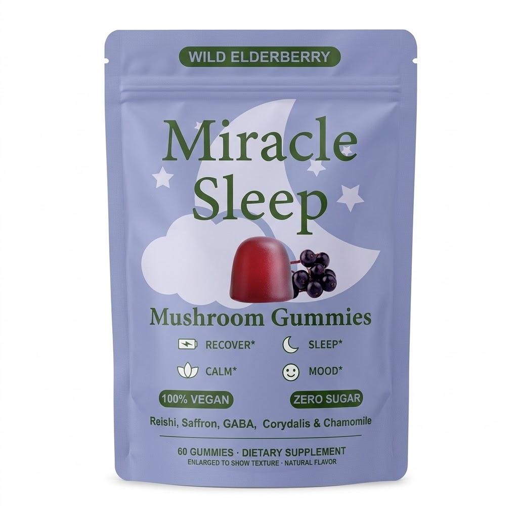 Melatonin-Free Sleep Gummies with Reishi Mushrooms, Mushrooms, Vegan, Wellness Support