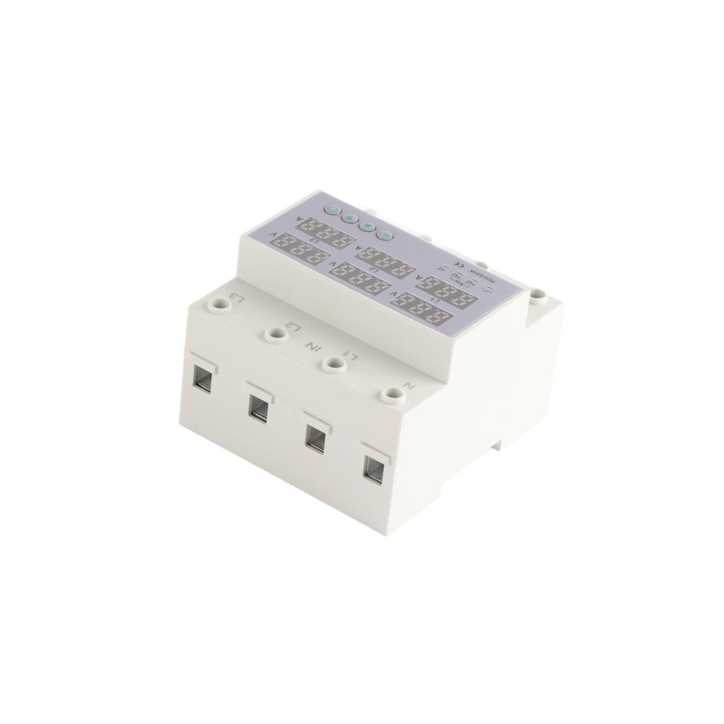 3 Phase DIN Rail Voltmeter Ammeter Automatic Overvoltage Overcurrent Protector AC 390?500V