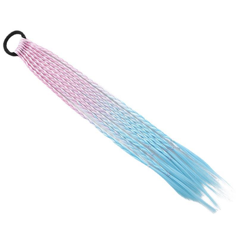 Girls' Colorful Braided Hair Extensions: Ponytails, Wigs, Hair Accessories, and Twisted Rope Ties