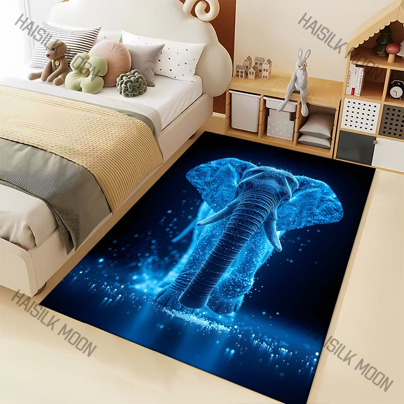 

Blue Fantasy Elephant Carpet for Living Room Bedroom Bedside Floor Mat Sofa Table Area Rugs Home Decor Luxury Gift 40x60cm