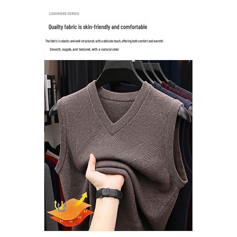 ROMON Men's V-Neck Thick Warm Sleeveless Sweater Vest