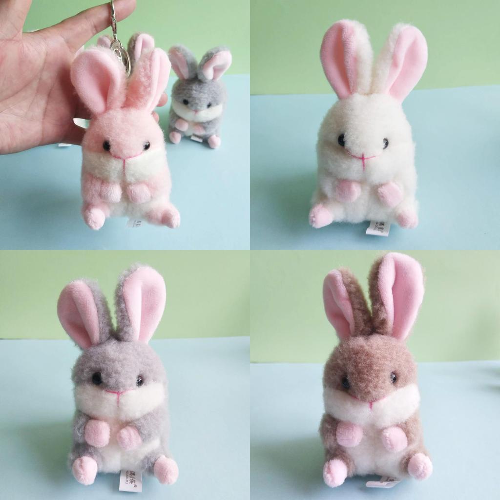 Mykt og kosete kanin plysjleketøy nøkkelring ideell for vesker og biloppheng