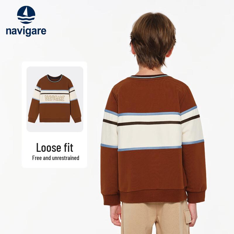 Navigare Boys' Striped Round Neck Sweatshirt