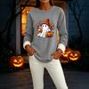 Women's Long Sleeve Pullover Round Neck Halloween Print Winter Casual Top