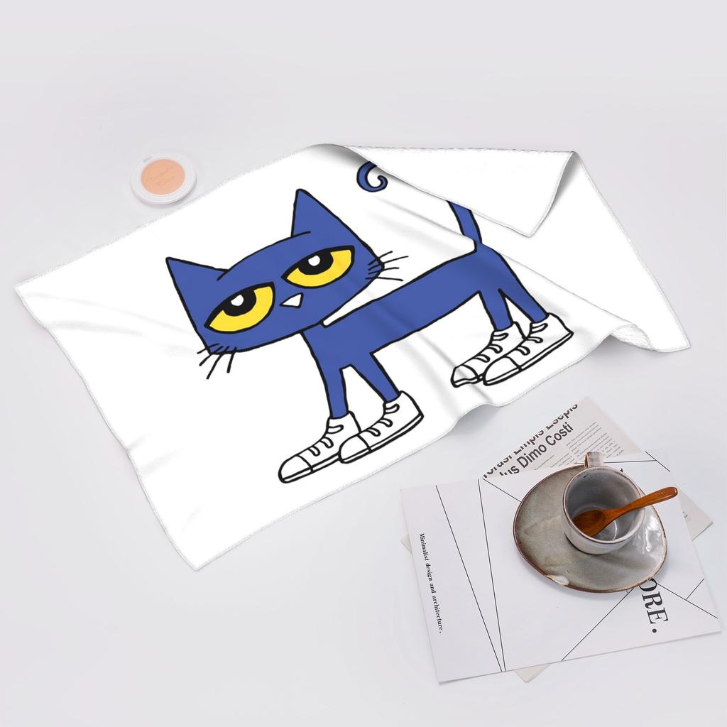 Pete the Cat Adoro le Mie Scarpe Bianche Asciugamano Viso Morbido Asciugatura Rapida Piscina Bagno Asciugamani in Cotone Traspiranti
