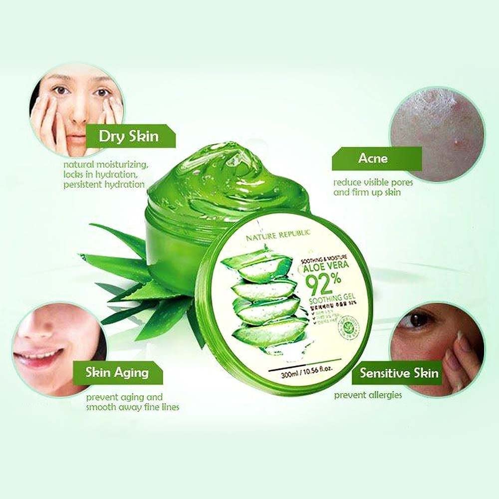 Nature Republic Neues beruhigendes und feuchtigkeitsspendendes Aloe Vera 92% Gel 300ml