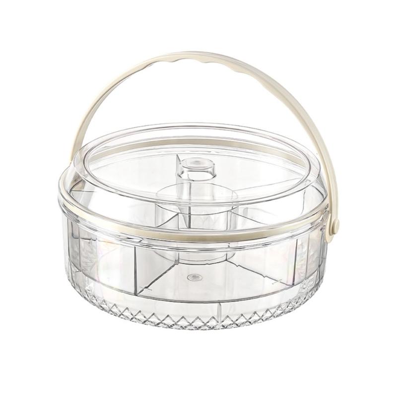 

Round Portable Fruit Organizers Section Freshing Storage Container Food Grade Plastic With Handle For Home Office 1