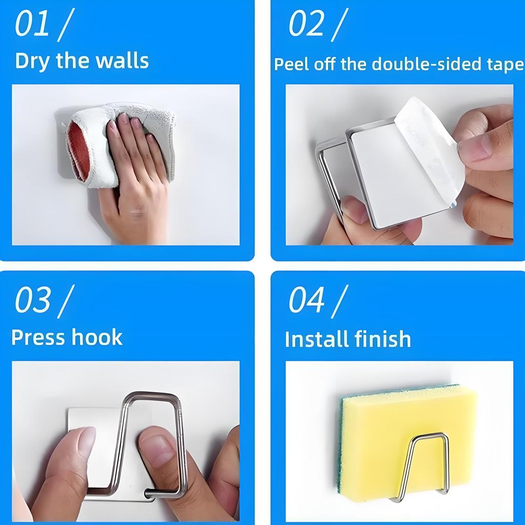 Kuchnia ze stali nierdzewnej uchwyt na gąbki do zlewu samoprzylepny stojak do suszenia odpływu kuchenne haki ścienne akcesoria do przechowywania organizator