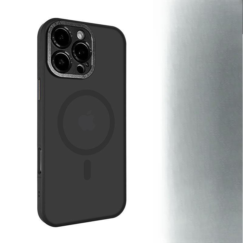 Applicable To IPhone16proMax Frosted Magnetic Suction Phone Case Apple 15 Metal Mirror Anti-fall 14 Laiming Protective Case