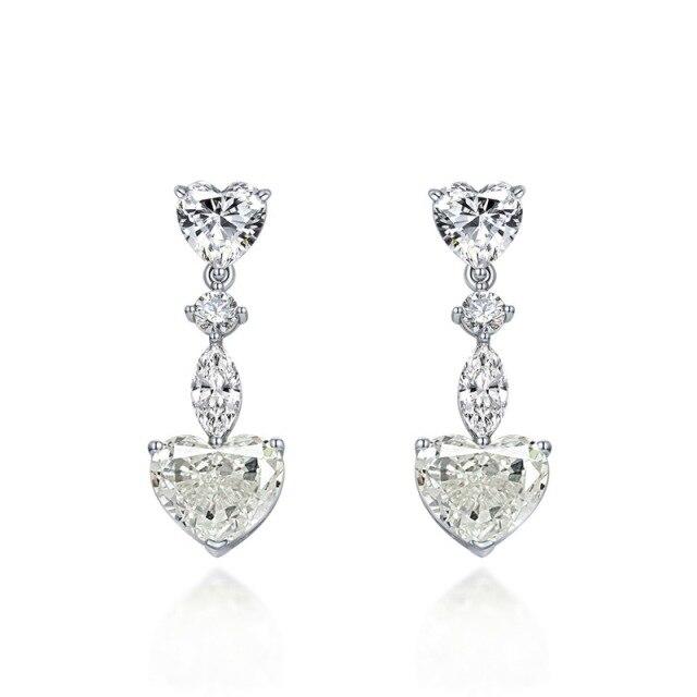 Luxury S925 Sterling Silver Drop Earrings For Women Sparkling 10*12mm Diamond Earring Female Jewelry Ladies Diamond Earring Gift