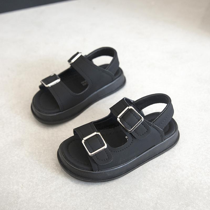 

Boys Girls Beach Shoes Non-slip Soft Sole Kids Sandals Toes Capped Flexible 2025 Summer New Children Flats Fashion for Vacation 24 чёрный