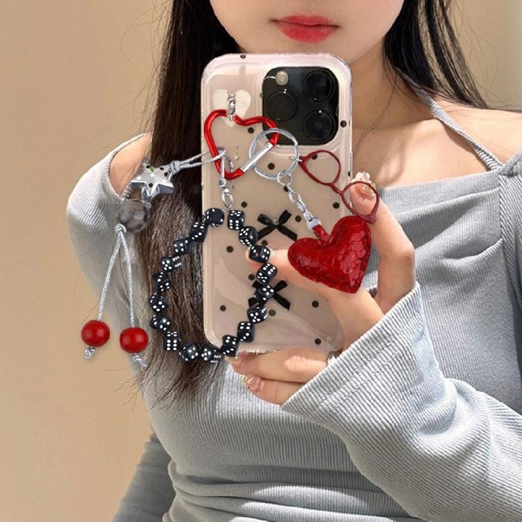 Lovely Heart Dices Jewelry Charm Unique Heart Dices Bead Pendant Keychain Charm for Youthful Fashion Statements