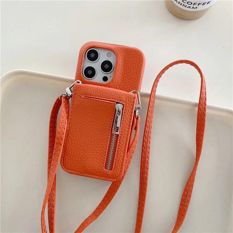 Crossbody Lanyard Phone Case for IPhone 13 12 Mini 15 14 11 Pro Max XS XR 8 7 Plus Wallet with Card Holder Leather Cover