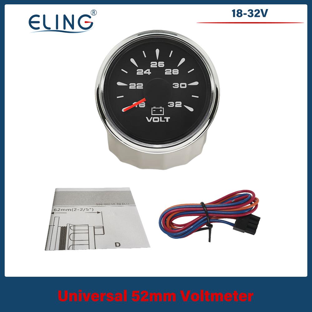 ELING Voltmeter 52mm Volt Gauge Universal Waterproof Meter 12V 24V with 8 Colors Backlights for Boat Automobile Motor Yacht
