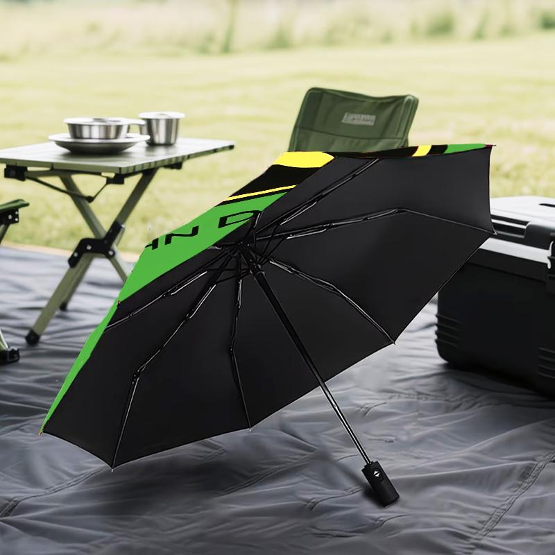 John Deere Design Regenschirm Faltschirm, Automatikschirm 8-Speichen für Reisen, Camping Nutzung Geschenk für Halloween Weihnachten