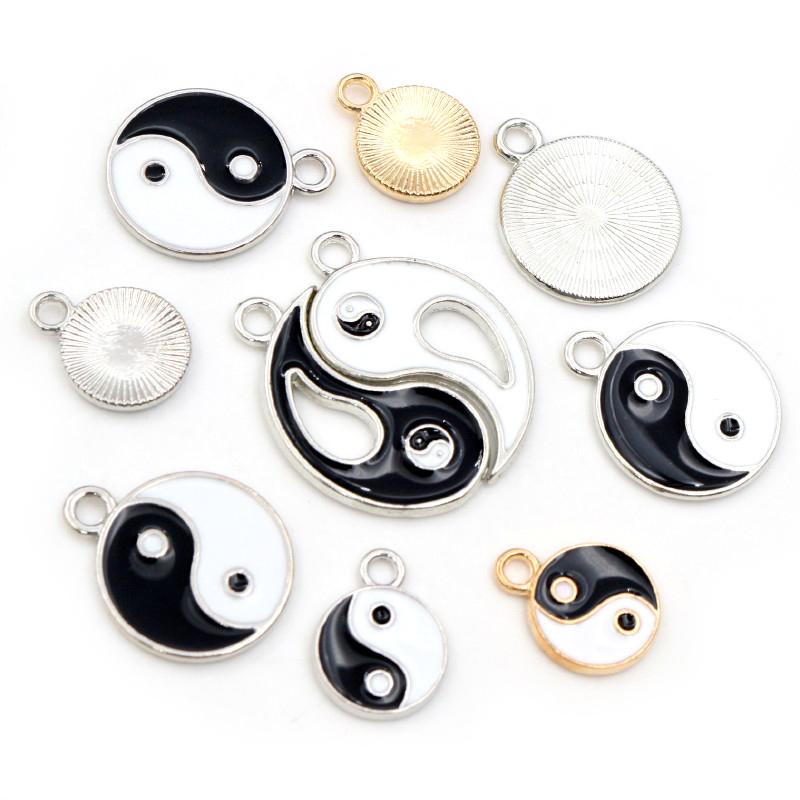 Fashion New Alloy Metal Drop Oil Two-Sided Kit Tai Chi Bagua Macroporous Charms