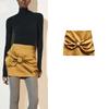 Fall and Winter New Women's Clothing Fashion Style Bowknot Decoration Glossy High Waist Short Mini Skirt 0025083