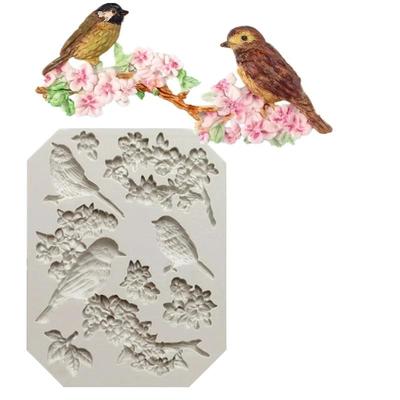 Cake Mould Magpie Bird Rose Leaf Modeling Silicone Mould Sugar Cake Baking Tools Epoxy Resin Molds