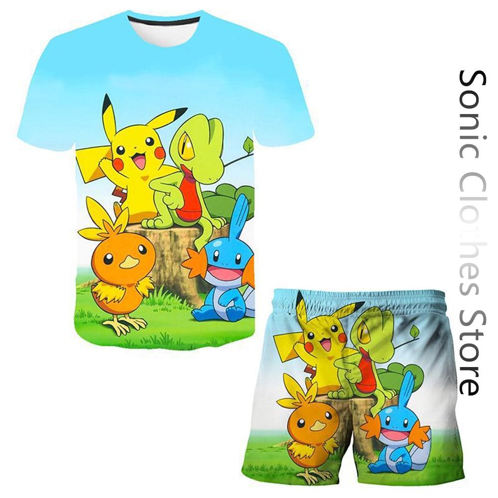 Gutter Pokemon T-skjortesett Barn Jente Klær Pikachu 3 14T Barn 3D Mote  T-skjorte Sommer Kvinner Hip Hop Street Casual Topp kjøp billig — fri  frakt, ekte anmeldelser med bilder — Joom, image size:1000x1000