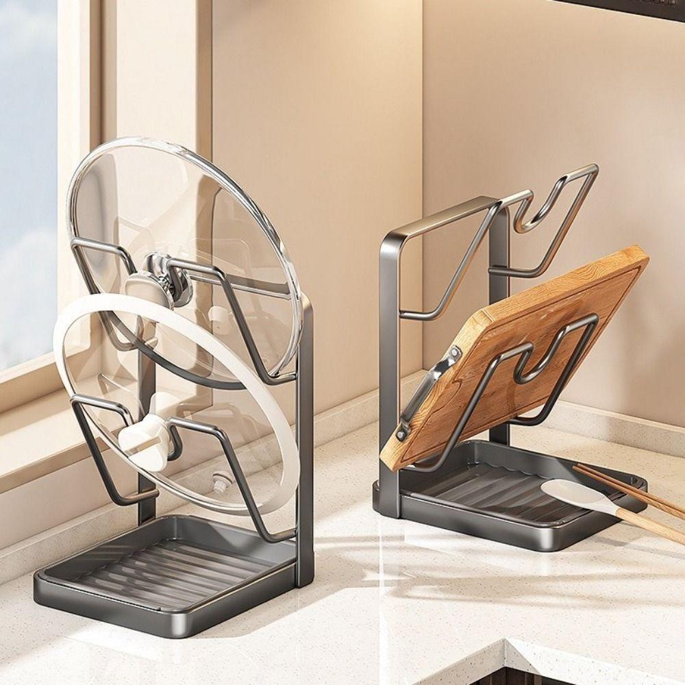 Anti-slip Cutting Board Storage Rack Space Saving Pot Cover Shelf Double Layers Pot Lid Rack  Home