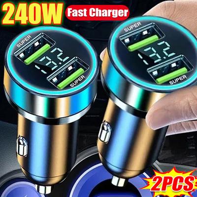 240W Auto Super Schnellladegerät Dual USB-Anschlüsse für iPhone Samsung Handy Schnellladeadapter Kfz-Ladegeräte