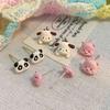 Little Beaver Loopy Earrings Cartoon Pink Earrings Student Animal Ear Accessories