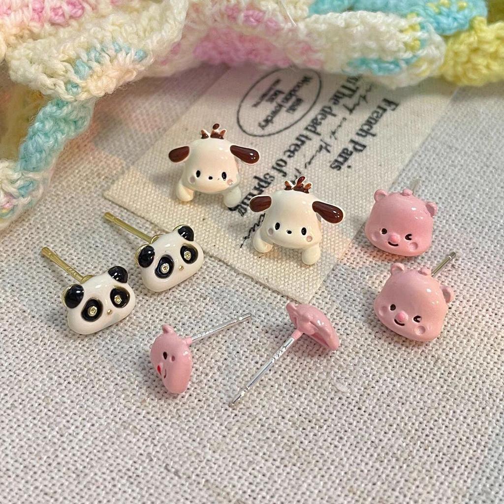 Little Beaver Loopy Earrings Cartoon Pink Earrings Student Animal Ear Accessories