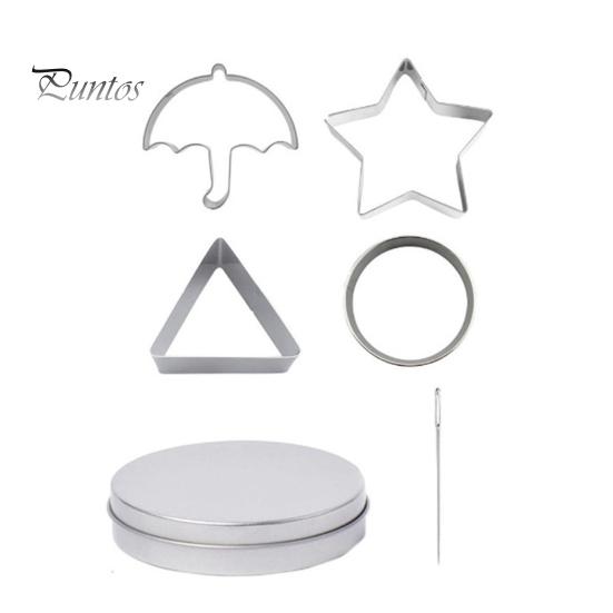 

4 шт. корейских инструментов для приготовления сахарных конфет, набор из нержавеющей стали, набор для приготовления печенья, набор для игры в сахар с зонтиком, звездой, треугольником, круглыми формочками для вечеринки серебряный