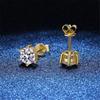 0 .2 -2 Carat Moissanite Six Claw S925 Sterling Silver Gold Temperament Stud Earrings Women 'S Wedding Jewelry