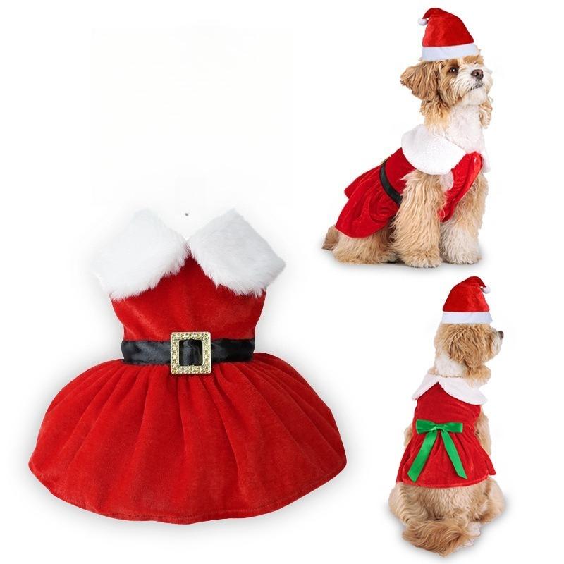 Christmas Dog Dress Cat Clothes Puppy Holiday Party Cosplay Outfit Winter Apparel for Small Dogs Pet Christmas  New YearCostume