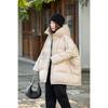 Womens Mid-Length Down Jacket Winter Warm Loose Fit Hooded Coat With Pockets White Duck 50% Fill Power