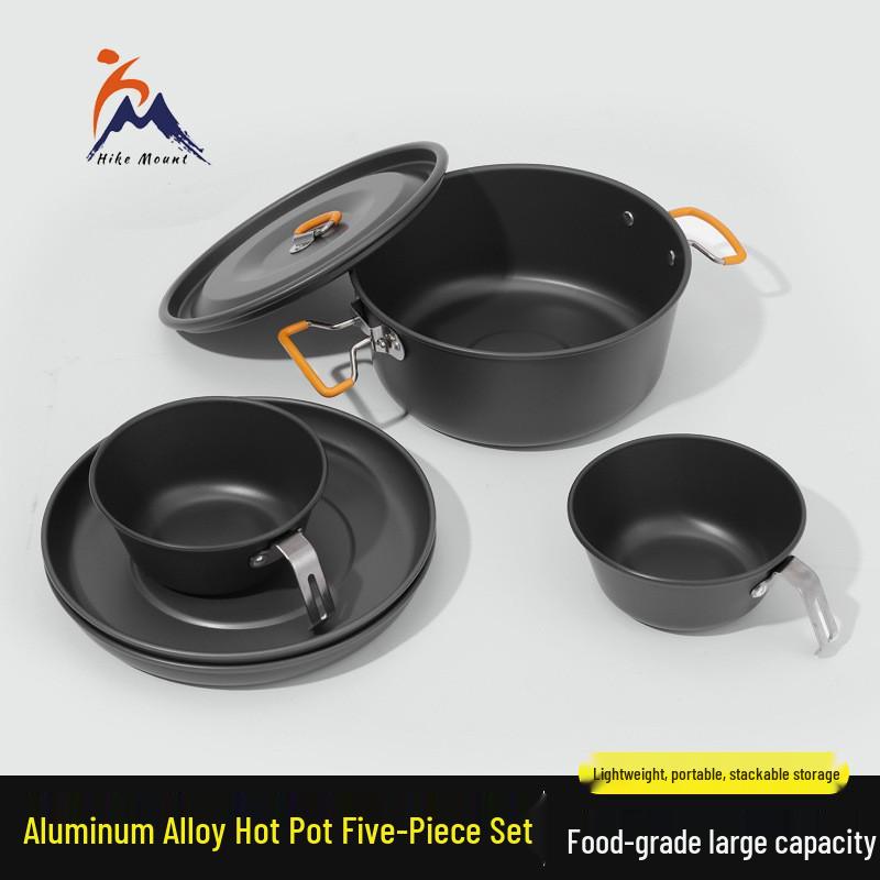 Ultra-Light 5-Piece Anodized Aluminum Camping Cookware Set