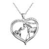 Horse Necklace for Women Heart Horse Pendant Necklace Sparkling Rhinestone Family Love Jewelry Gift for Mother Daughter Birthday Mother's Day