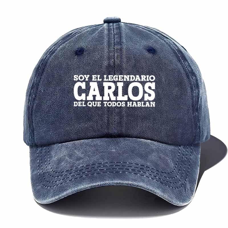 Carlos Legend Baseball Cap - Black With White Text, Adjustable Snapback, Breathable Mesh Back, Perfect For Outdoor Travel & Casu