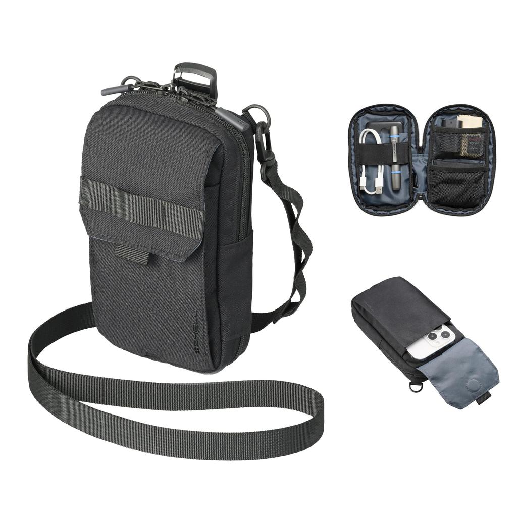 Hakuba Travel Messenger HAKUBA Gadget Pouch Plus Shell Utility Shoulder AZ Shoulder Waist Smartphone Camera Black Bag, Pouch, Bag, Pouch, Pouch,
