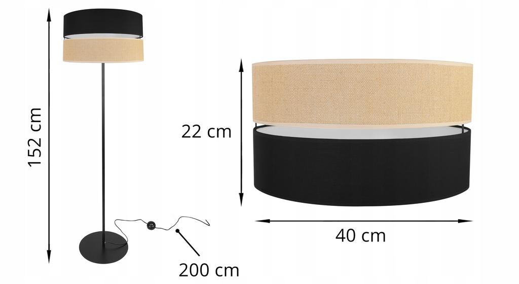 Floor Lamp Standing Metal Lampshade 40Cm Black